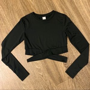 Long sleeve block crop top - brand new!